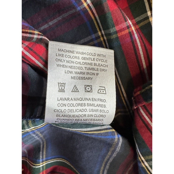 Tricots St Raphael Button Up Shirt Large Blue/Red/Green Plaid Long Sleeve - Picture 11 of 12